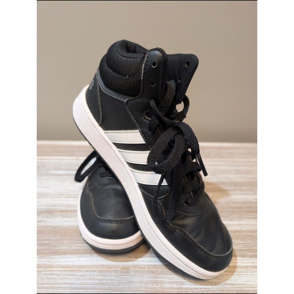 Adidas Hoops 3.0 Mid Kids Basketball Shoes Black White GW0402 Size 5